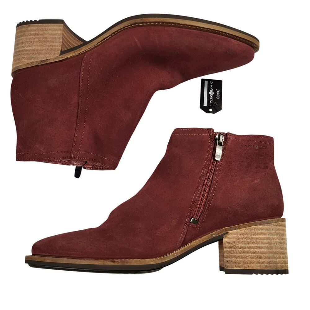 NEW ECCO Shape 35 Sartorelle Hydromax suede ankle boots wine size 37 US 6-6.5